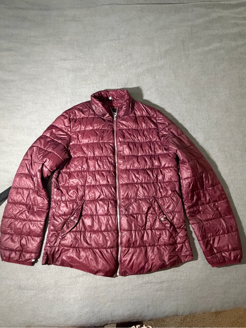 ana A New Approach Burgundy Maroon Quilted Lightweight Puffer Jacket Size M